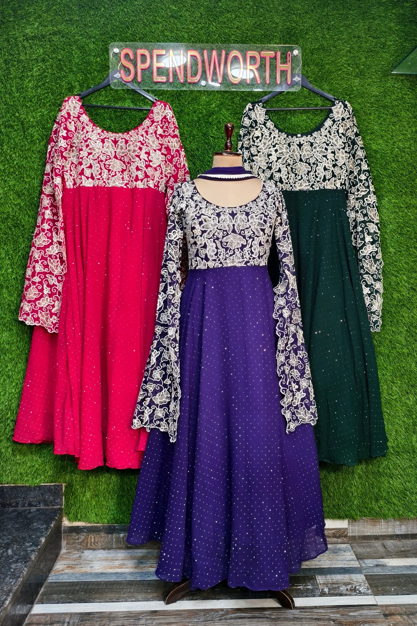 Partywear Designer Long Sleeves Embroidered Anarkali