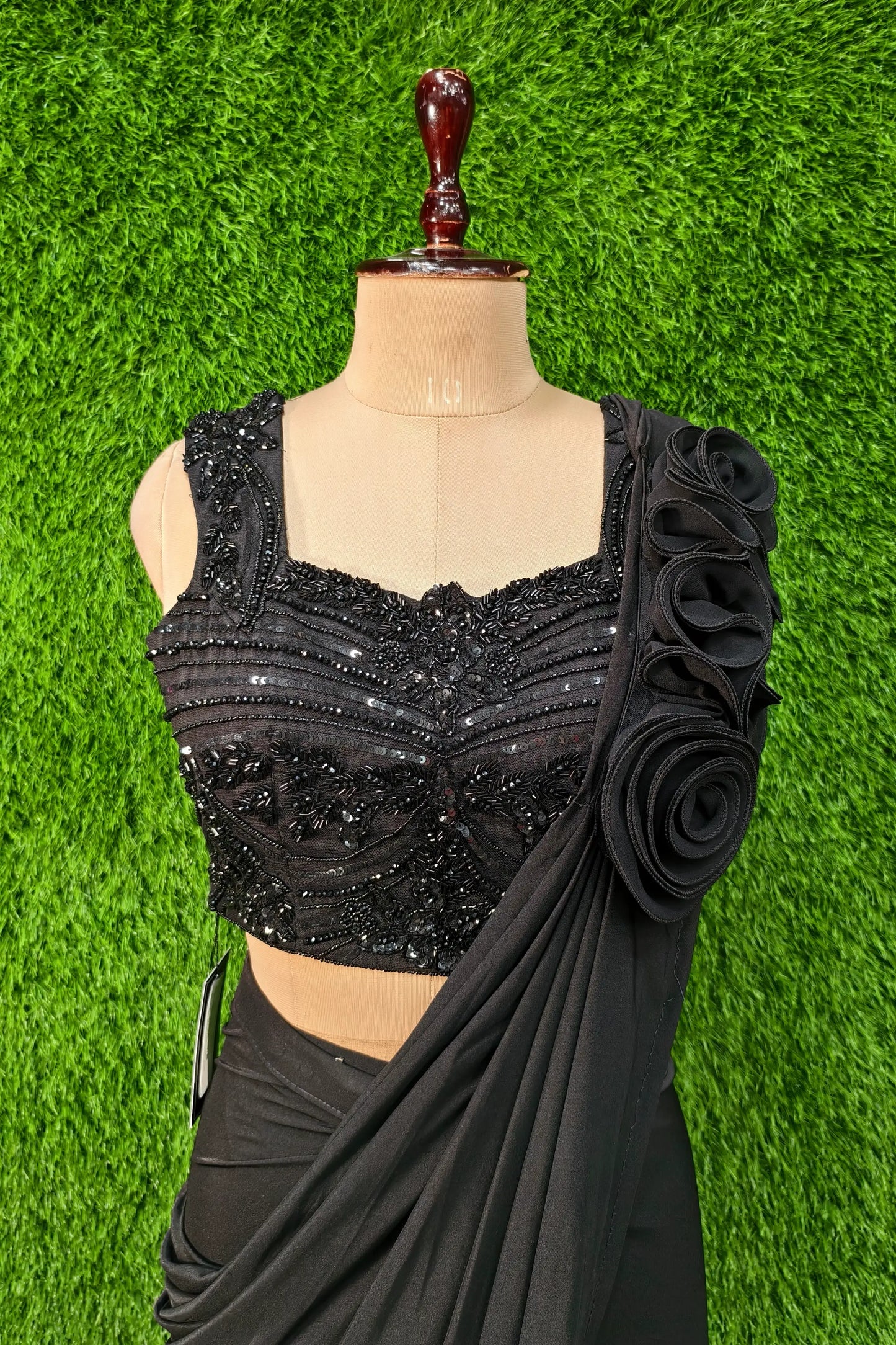 Ready To Wear Drape Saree With Hand Work Blouse