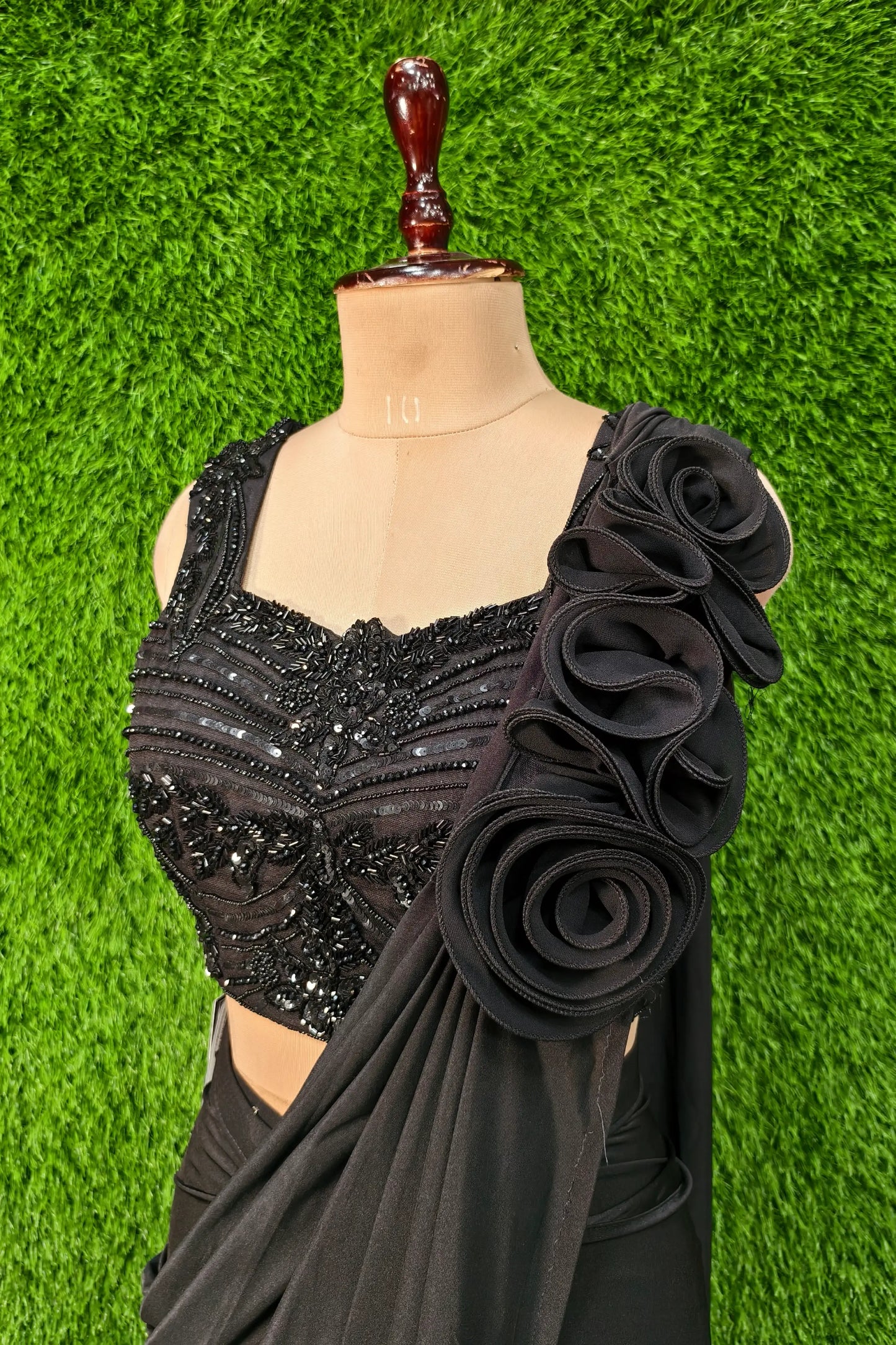 Ready To Wear Drape Saree With Hand Work Blouse