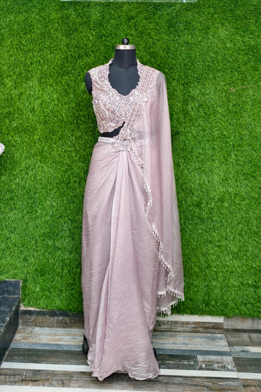 Designer Hand Work Blouse Ready To Wear Drape Dress