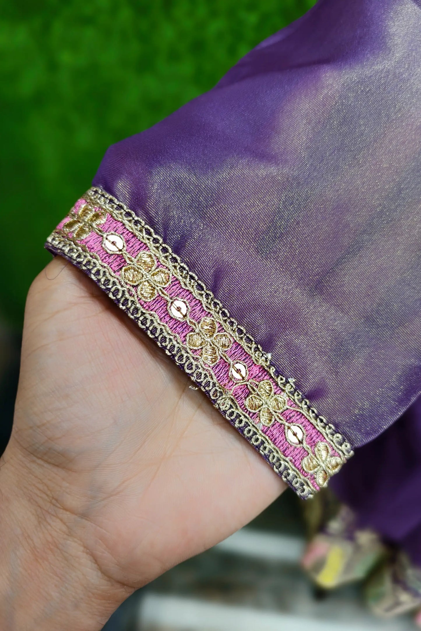 Multi Embroidered Sharara Suit In Chinnon Silk