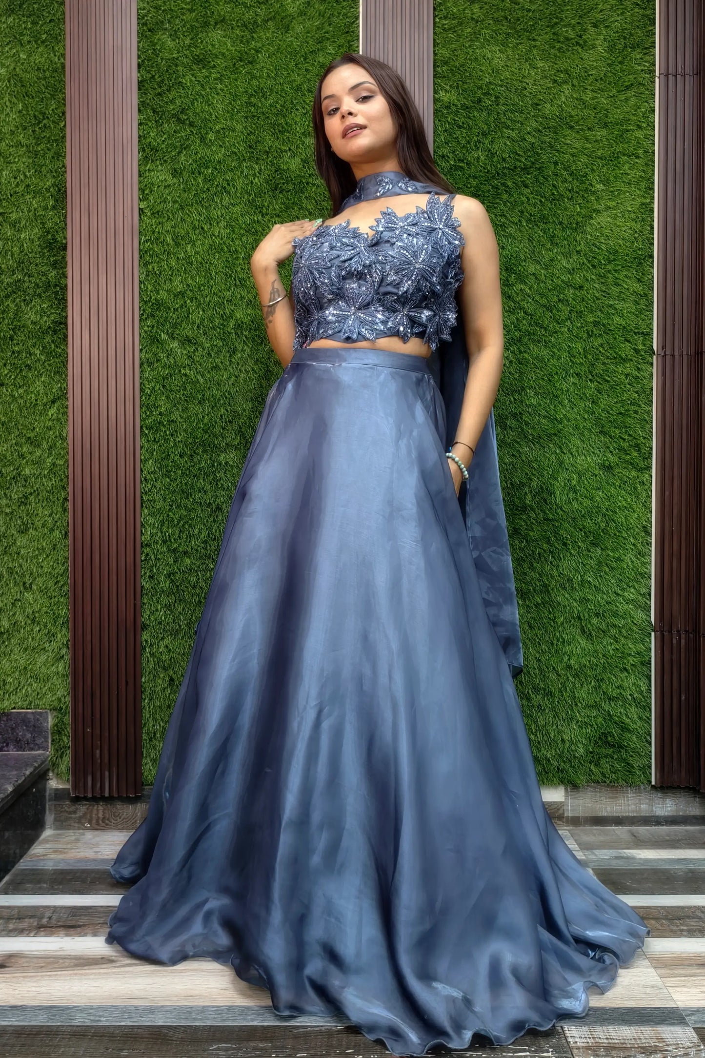 Beautiful Spaghetti Style Designer Lehenga Choli In Organza