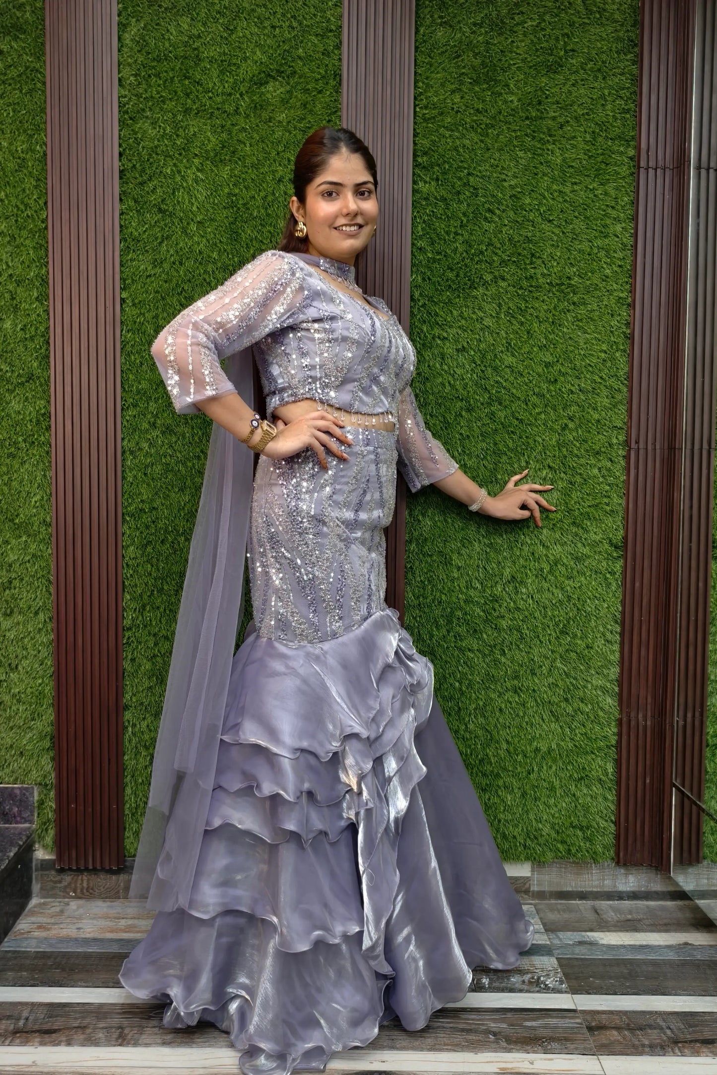 Ruffles Designer Fish Cut Lehenga Choli In Hand Work