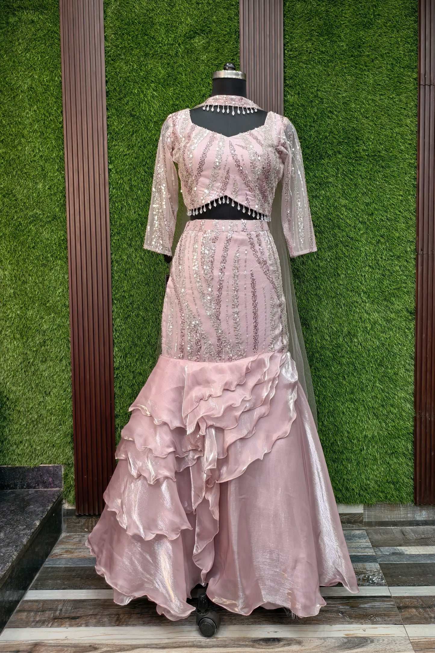 Ruffles Designer Fish Cut Lehenga Choli In Hand Work