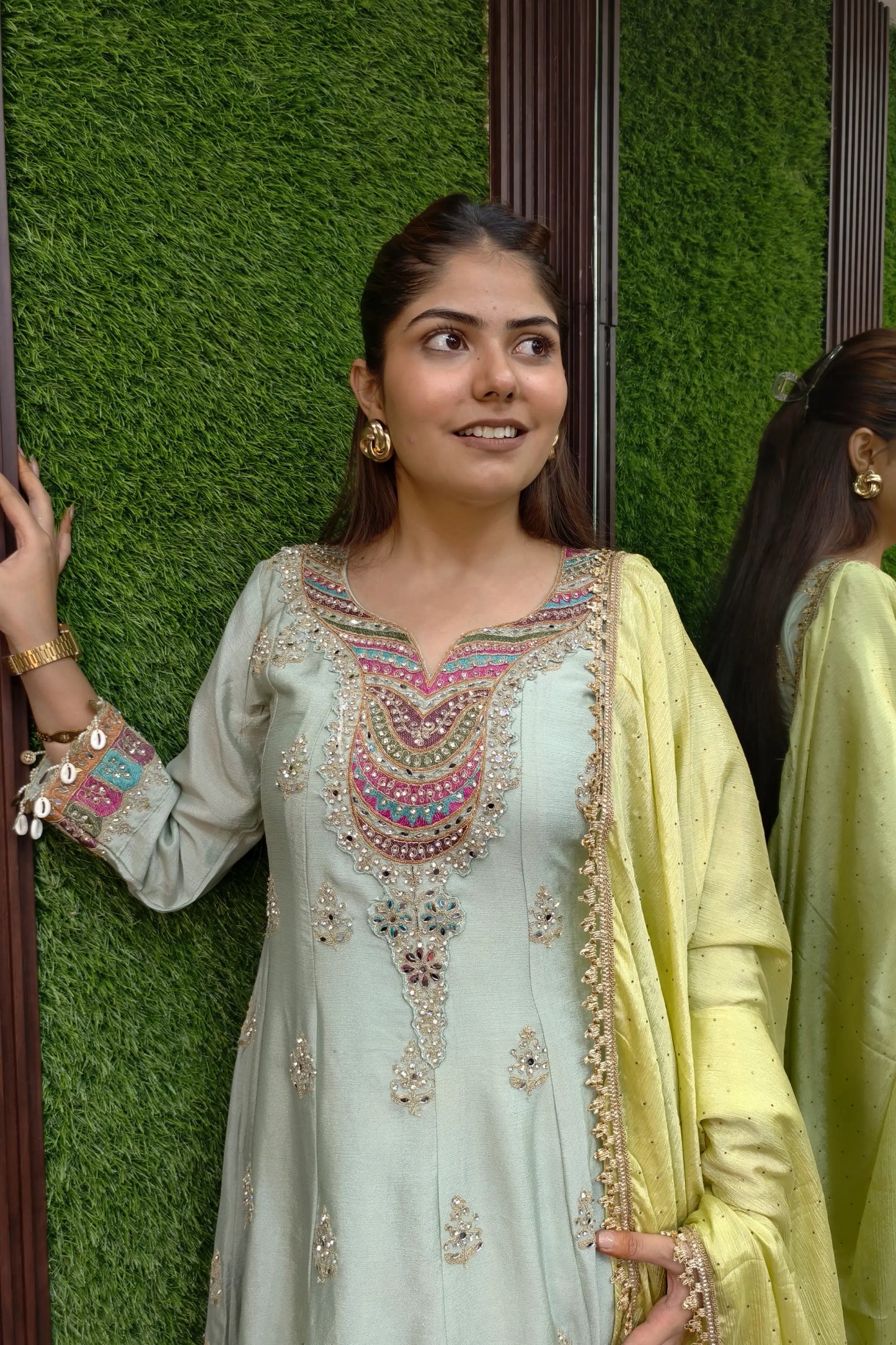 Farshi Salwar Suit With Multi Embroidery Detailing