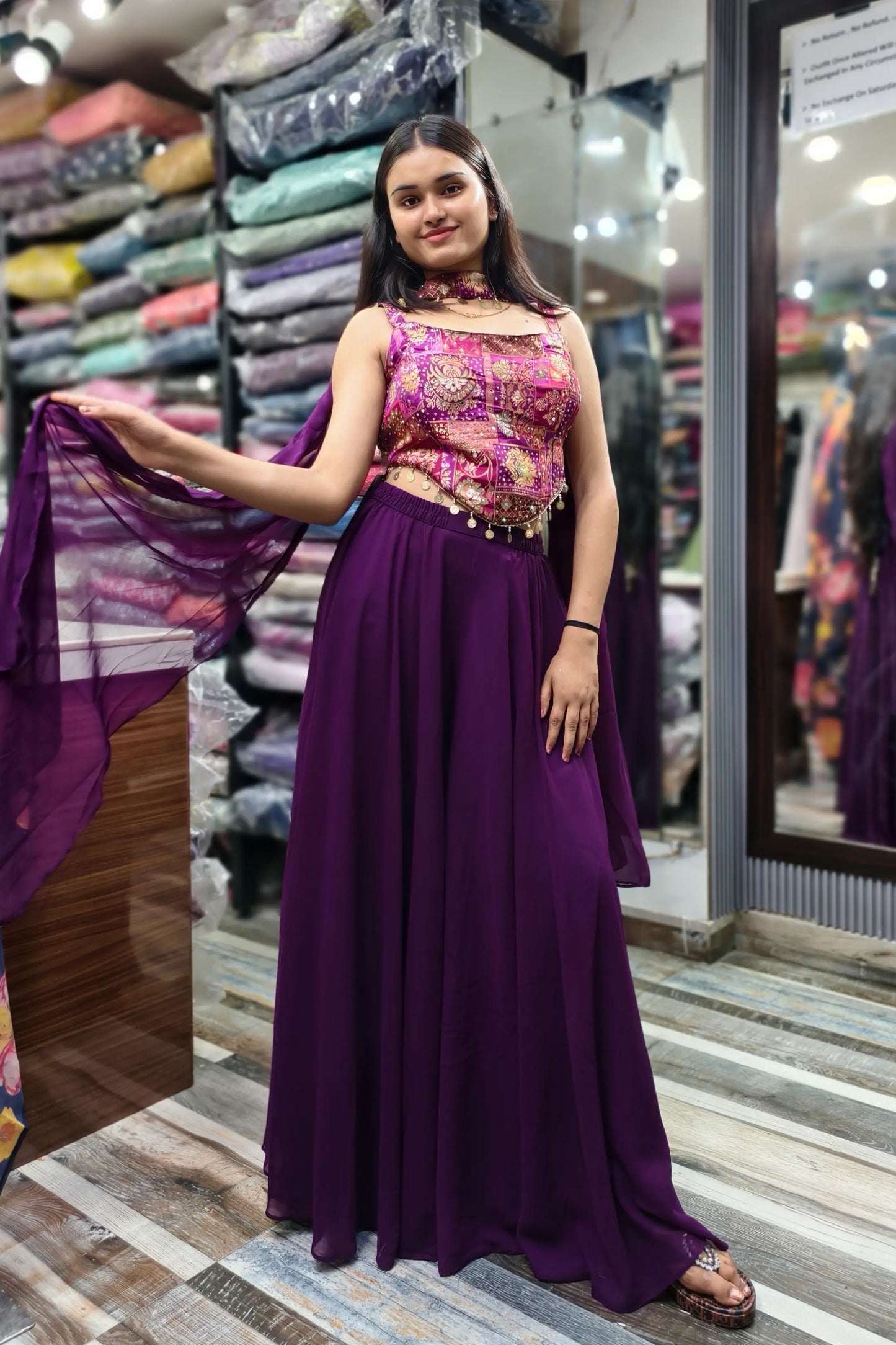 Beautiful Crop Top Sharara With Choker Duppatta