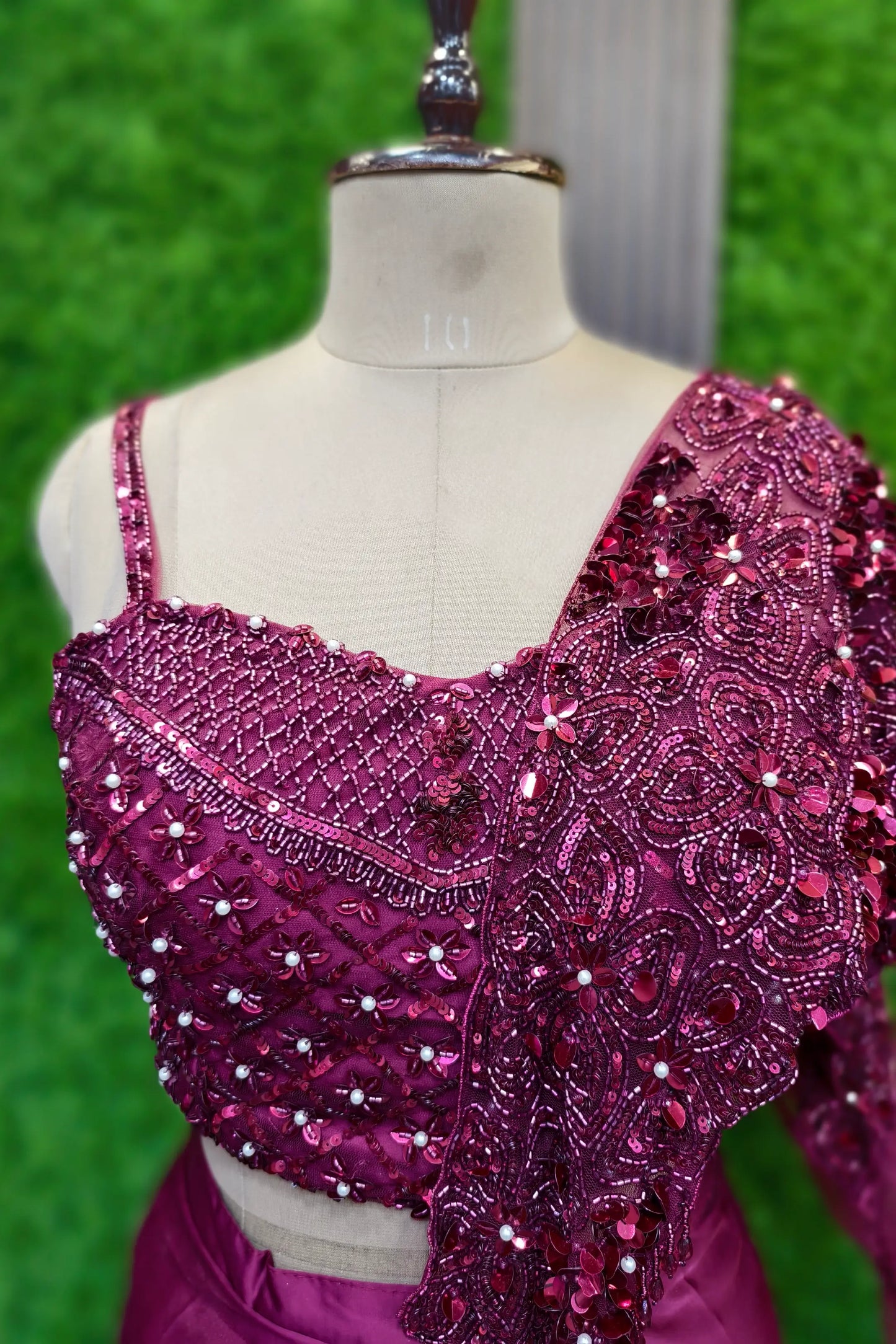 Designer Drape Dress With Hand Embellished Blouse