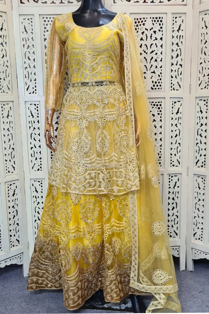 Indo Western Tie Die Dress In Yellow