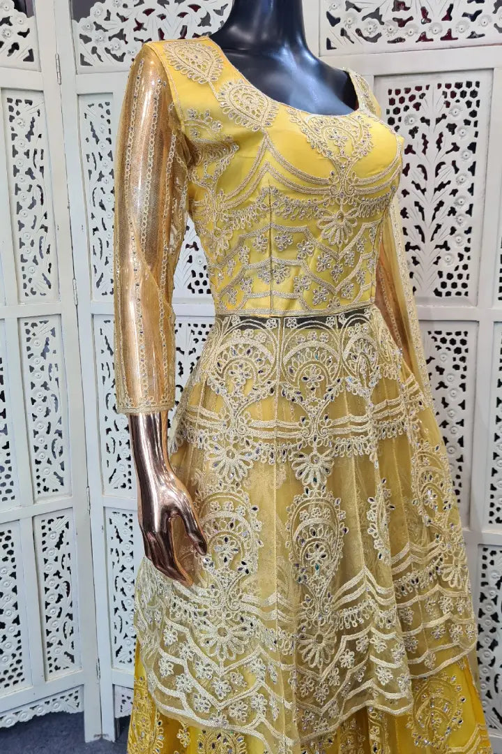 Indo Western Tie Die Dress In Yellow