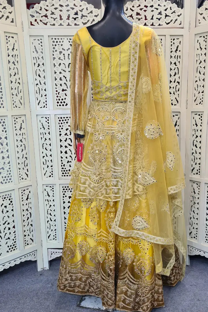 Indo Western Tie Die Dress In Yellow