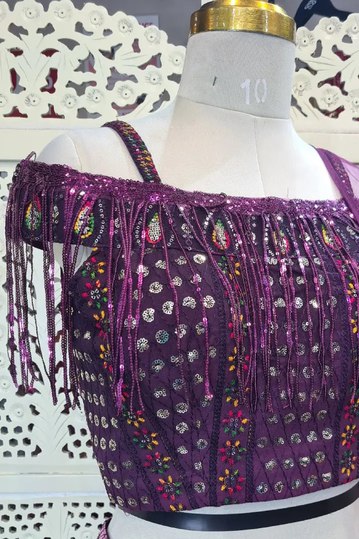 Western Dress In Wine Colour in Tie Die