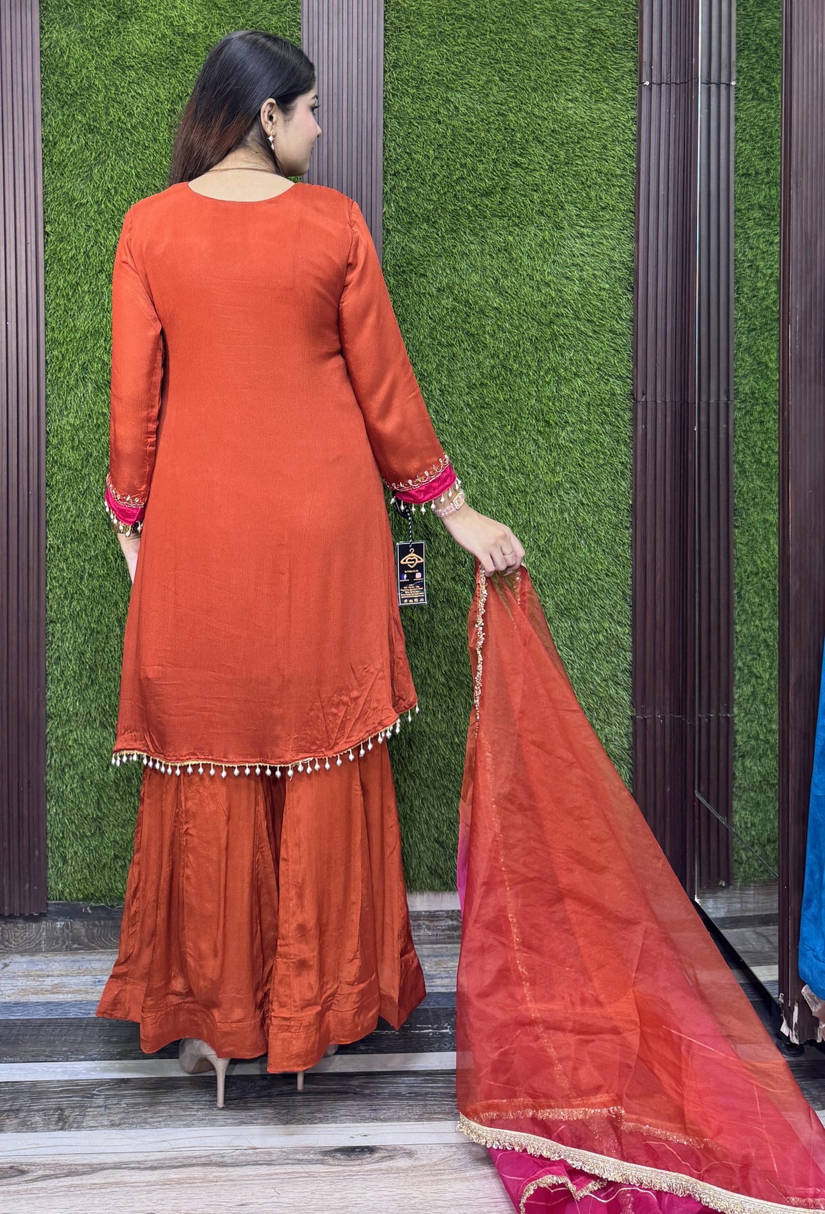 Designer Front Slit Suit Set with Tie Dye Dupatta