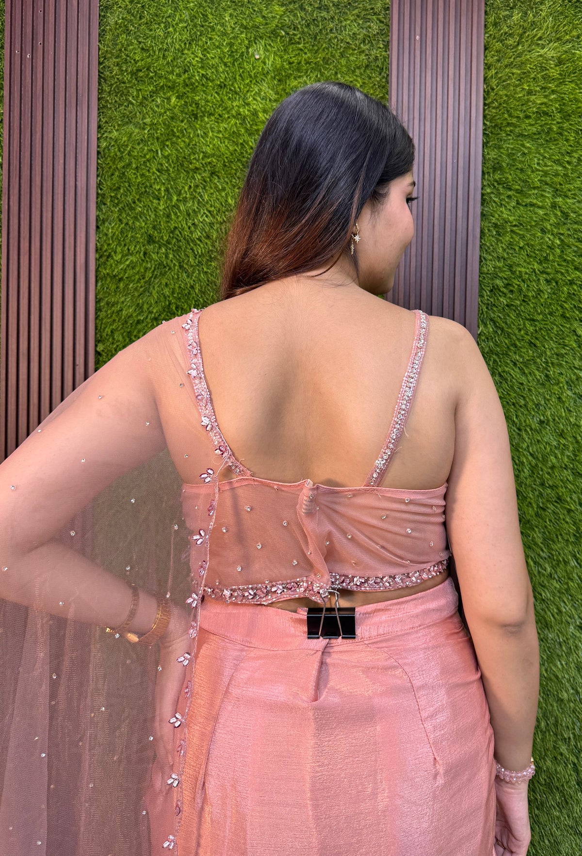 Girlish Style Spaghetti Style Indo Western Dress with Connected Dupatta