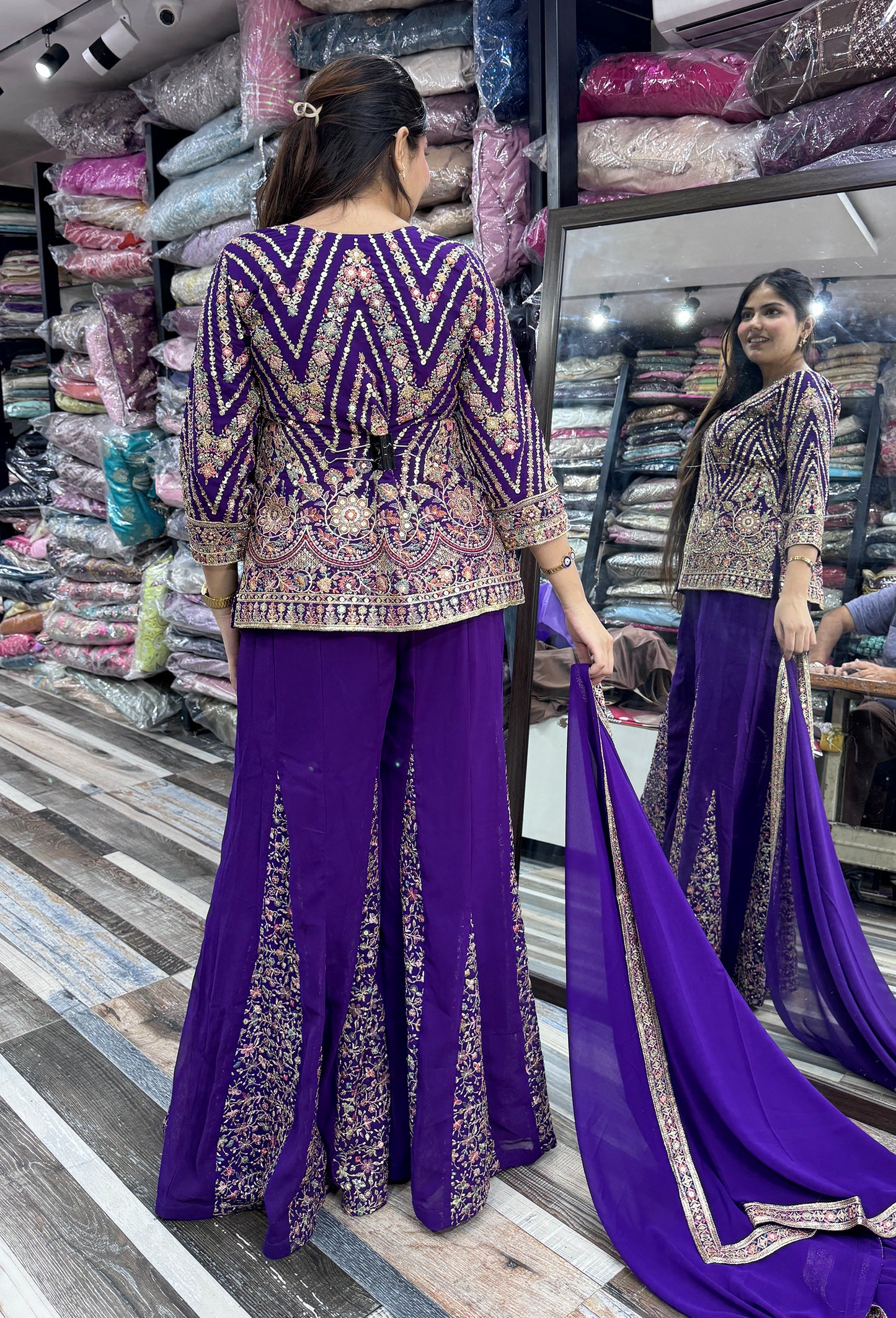 Elegant Cord-Set Sharara Suit with Georgette Dupatta