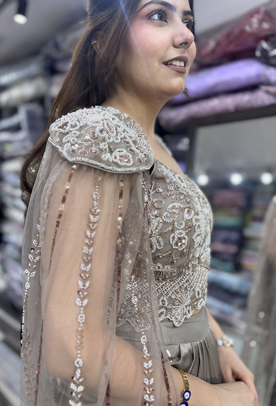 Girlish Indo-Western Crop Top & Tulip Style Skirt Set