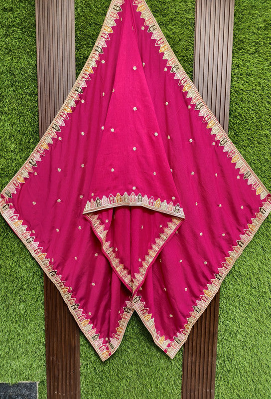 Sabyasachi Inspired Silk Anarkali Lehenga with Elegant Multi Embroidery & Silk Dupatta