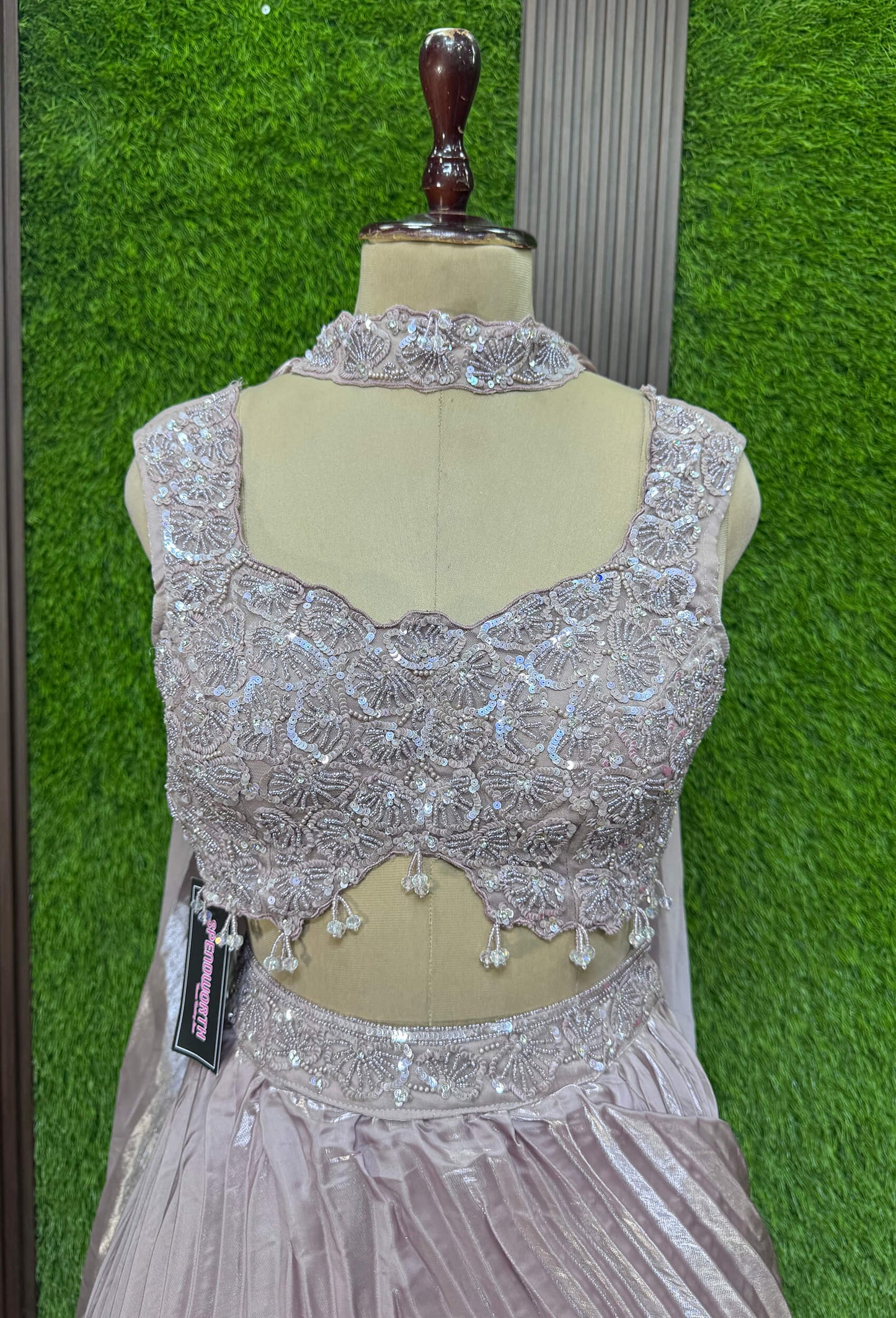 Hand Embellished Lehenga with Full Embroidered Blouse and Choker Dupatta