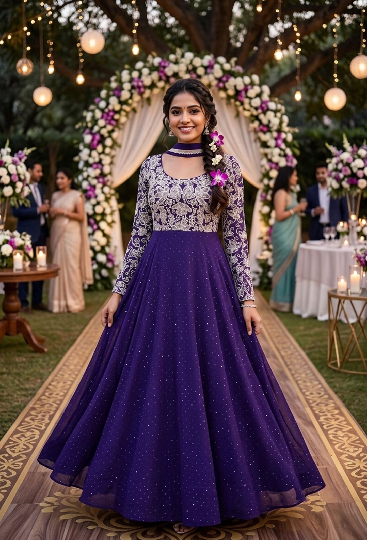 Partywear Designer Long Sleeves Embroidered Anarkali