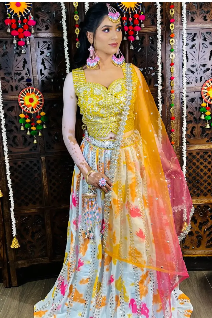Multi Embroidered Partywear Lehenga Choli In Georgette