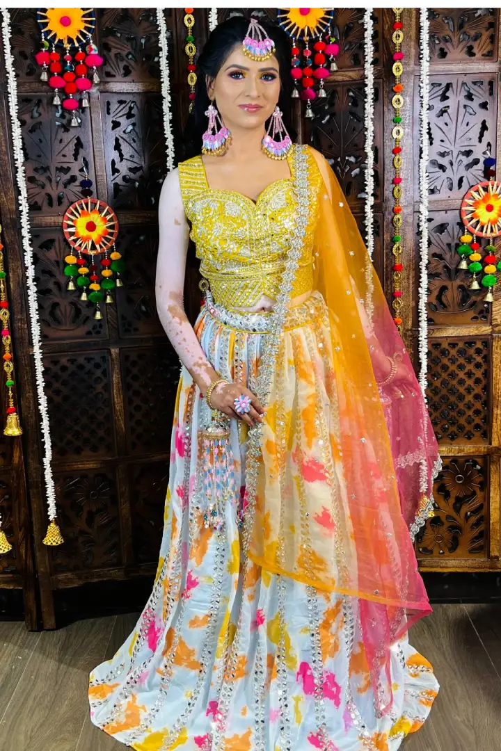 Multi Embroidered Partywear Lehenga Choli In Georgette