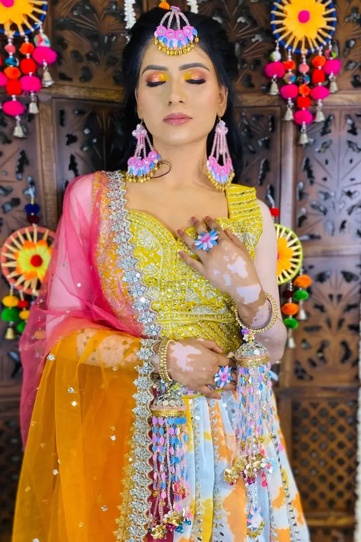 Multi Embroidered Partywear Lehenga Choli In Georgette