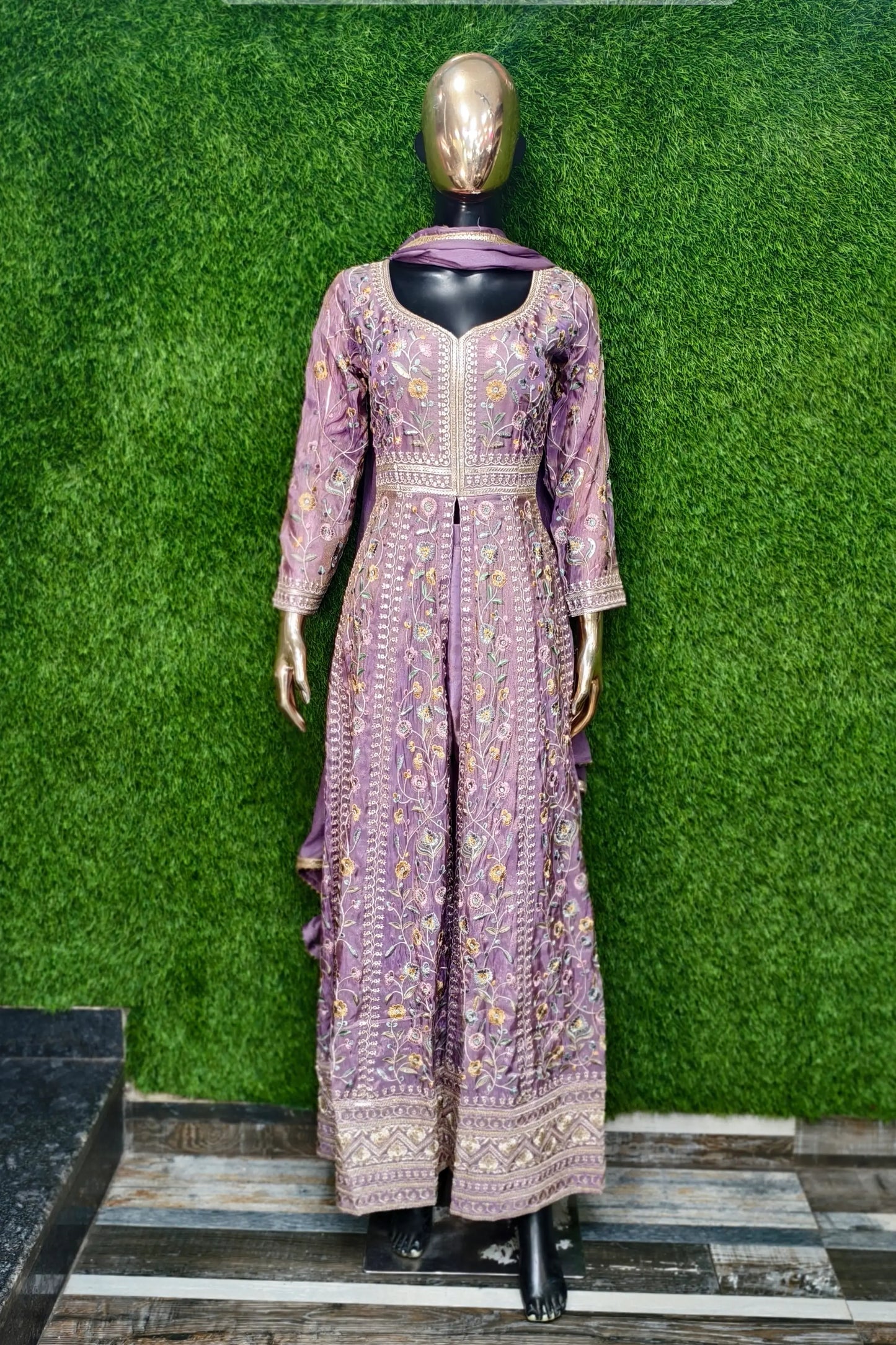 Partywear Front slit Anarkali kurta with pants