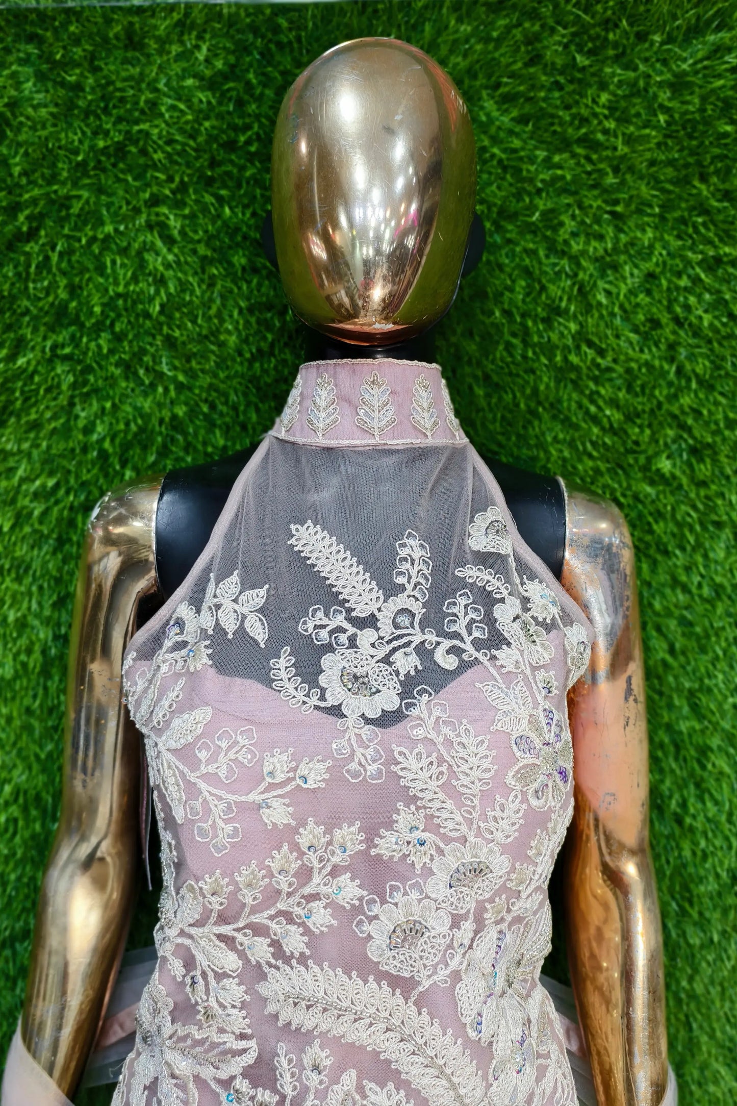 Halter Neck Embroidered Sharara Suit In Pastels
