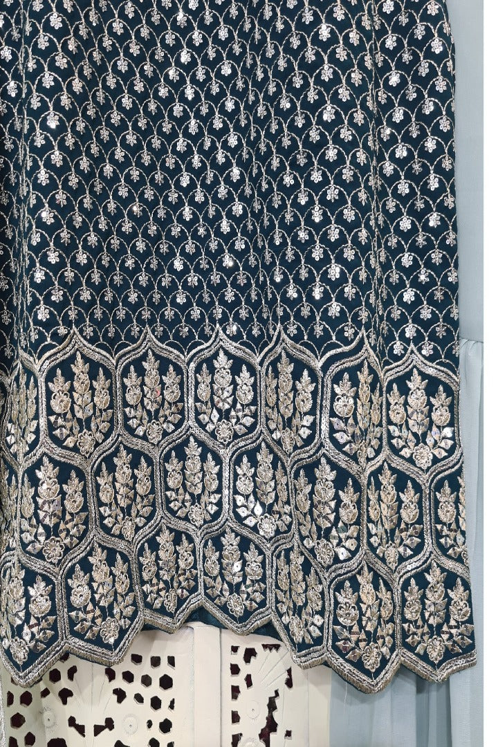 Sharara Suit In Contrast In Blue-spendworthclothing-Color_Blue,Easy-Returns,Free-Shipping,Item Type_Plazo Suits,Item Type_Sharara Garara Suits,Material_Georgette,Plazo-Suits,Sharara-Garara-Suits,Size_Large,Size_Medium,Size_Small,Speedy-Deliveries,SUIT-SETS