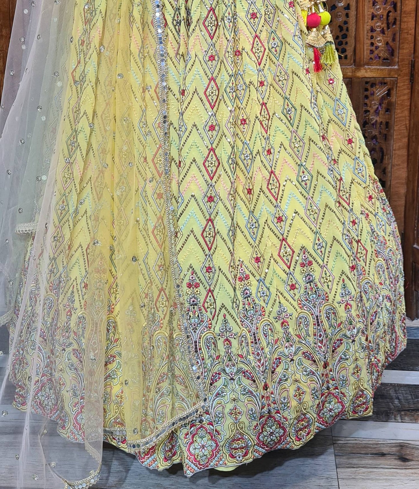Spagheti Style Lehenga Choli in Yellow-spendworthclothing-Easy-Returns,Free-Shipping,heavy lehengas,indo western lehengas,Item Type_Indo Western Lehenga,Item Type_Light Weight Lehenga,lehenga,LEHENGA-SETS,Light-Weight-Lehengas,multy embroidered,Size_Adjustable,spagheti style,Speedy-Deliveries,thread work