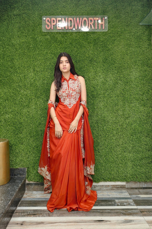Beautiful Indo Western 3 piece Dress with Shrug