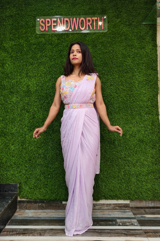 Ready to Wear Drape Saree in lilac colour