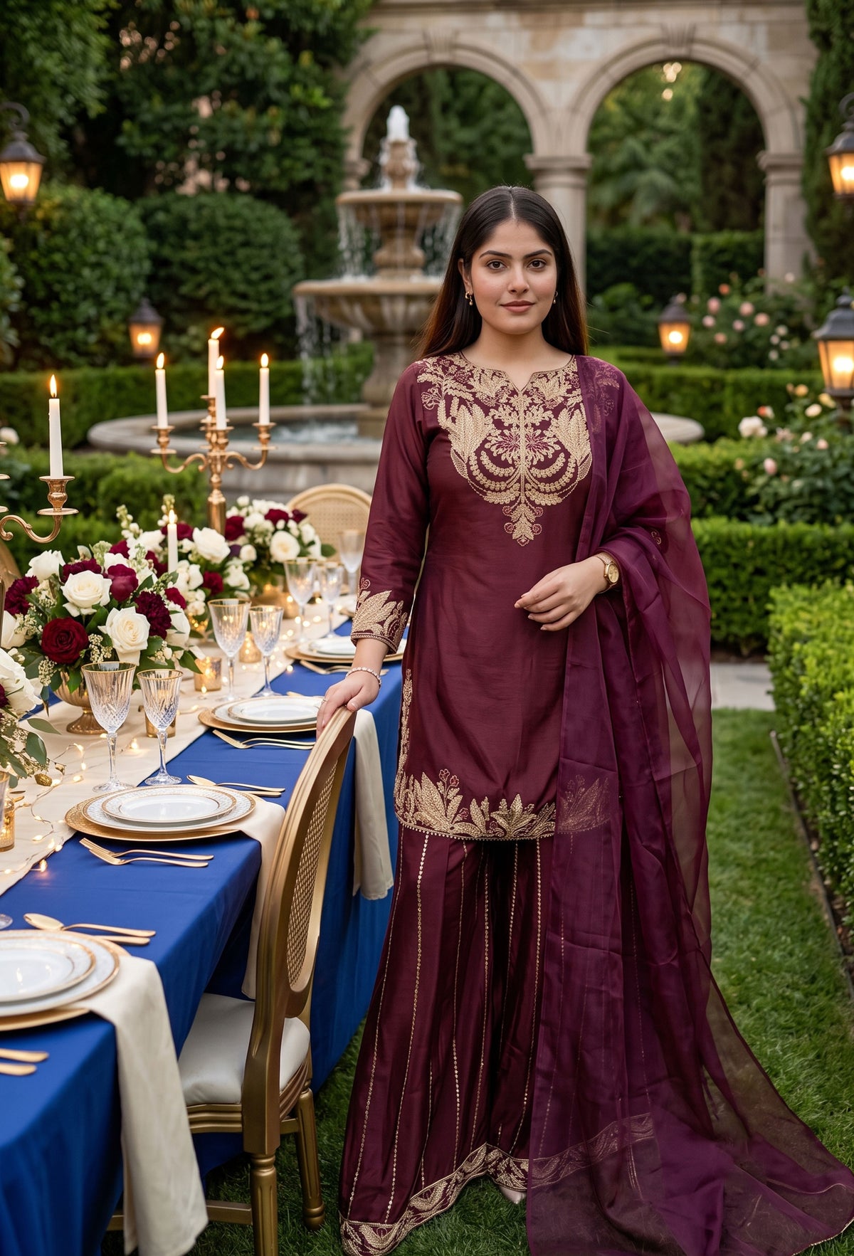 Designer Sharara Suit with Organza Border Dupatta