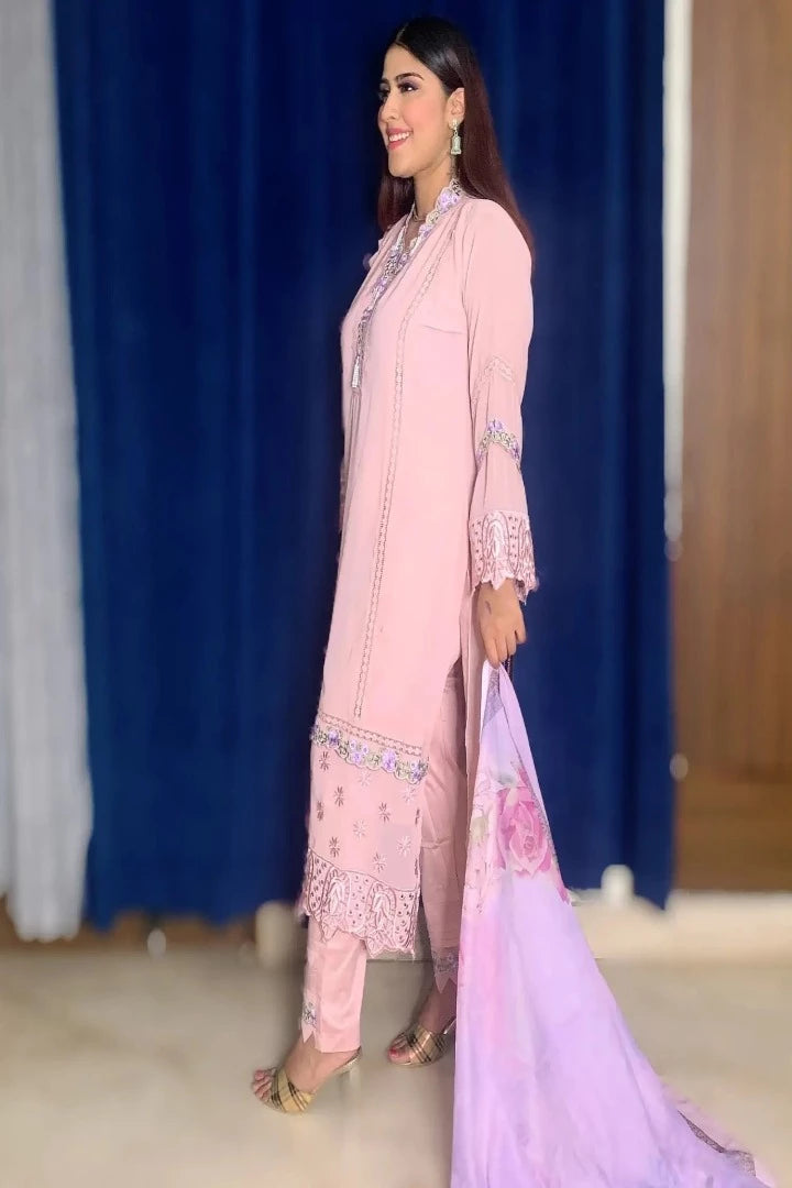 Pakistani Style Kurta Set With Duppatta In Pink
