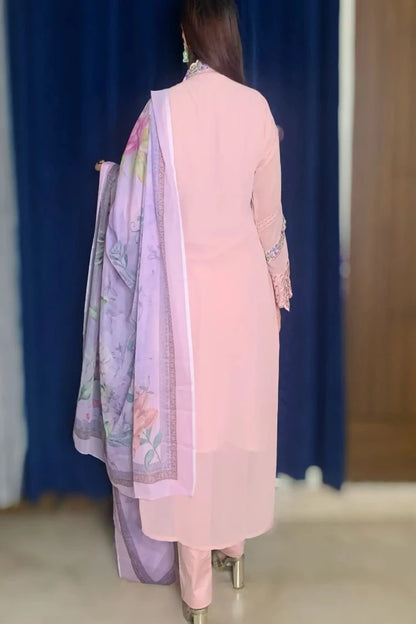 Pakistani Style Kurta Set With Duppatta In Pink