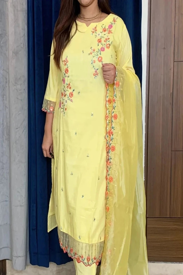 Silk Multi Embroidery Kurta Set With Embroidered Duppatta in Lemon-spendworthclothing-Color_Lemon,Color_Lemon Yellow,Cotton-Suits-sets,cottonsuit sets,embroidered,Embroidery,Item Type_Cotton Suits Sets,Item Type_Plazo Suits,Material_Silk,multy embroidered,Plazo-Suits,Speedy-Deliveries,SUIT SET,SUIT-SETS