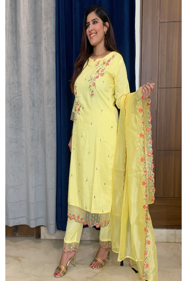 Silk Multi Embroidery Kurta Set With Embroidered Duppatta in Lemon-spendworthclothing-Color_Lemon,Color_Lemon Yellow,Cotton-Suits-sets,cottonsuit sets,embroidered,Embroidery,Item Type_Cotton Suits Sets,Item Type_Plazo Suits,Material_Silk,multy embroidered,Plazo-Suits,Speedy-Deliveries,SUIT SET,SUIT-SETS