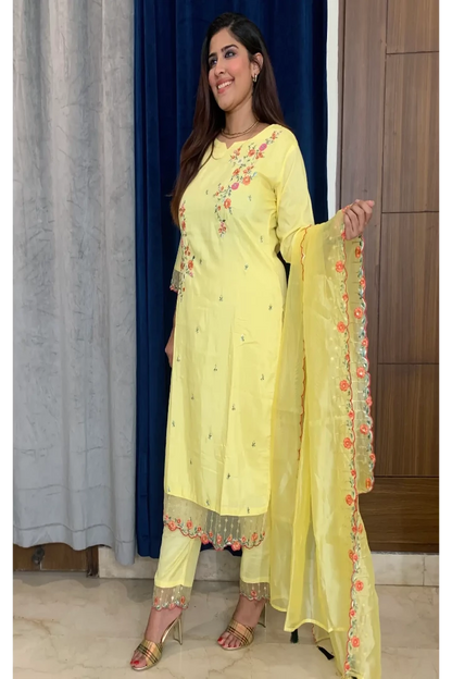 Silk Multi Embroidery Kurta Set With Embroidered Duppatta in Lemon-spendworthclothing-Color_Lemon,Color_Lemon Yellow,Cotton-Suits-sets,cottonsuit sets,embroidered,Embroidery,Item Type_Cotton Suits Sets,Item Type_Plazo Suits,Material_Silk,multy embroidered,Plazo-Suits,Speedy-Deliveries,SUIT SET,SUIT-SETS