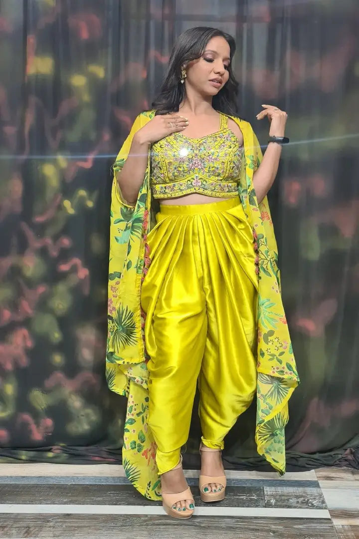 Dhoti salwar suit with shrug on sale