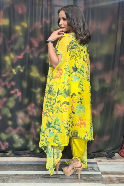 Tulip Pants Dress With Shrug in Yellow