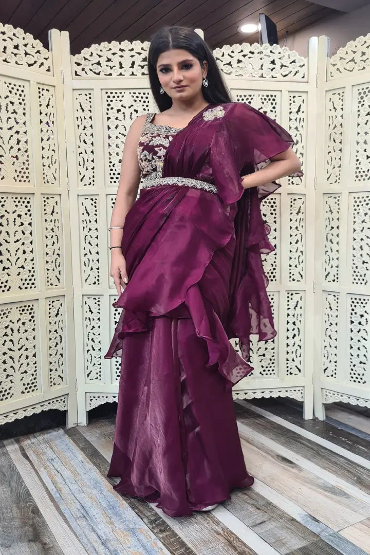 Ruffle saree 2025 party wear
