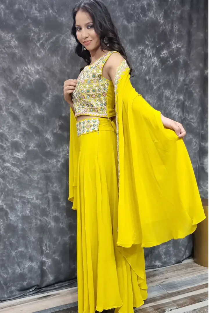 Sustainable Georgette Fabric with Embroidery Work Sharara Dress For women  at Rs 1399/piece | Georgette Churidar Suits in Surat | ID: 2849949262248