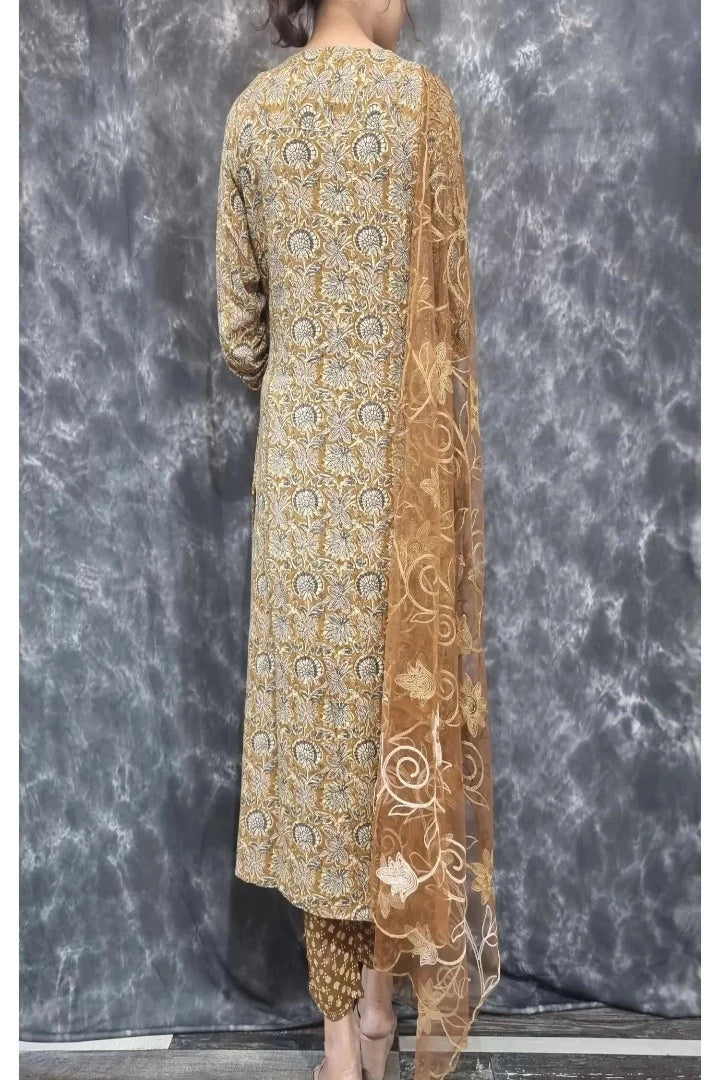Viscouse Straight Kurta Set With Embroidered Duppatta in Brown-spendworthclothing-Brown,Color_Chocolate Brown,Cotton-Suits-sets,cottonsuit sets,Free-Shipping,Item Type_Cotton Suits Sets,Item Type_Plazo Suits,Plazo-Suits,SPEEDY DELIVERIES,SUIT SET,SUIT-SETS