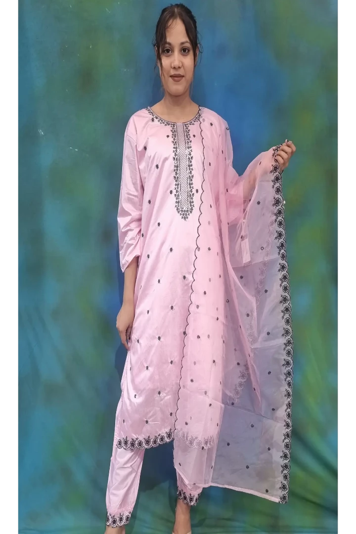 Silk Partywear Straight Kurta Set With Embroidery Detailing In Pink-spendworthclothing-Color_Lemon Yellow,Color_Off White,Color_Pink,Color_Sky Blue,Color_Yellow,Cotton-Suits-sets,Item Type_Plazo Suits,Plazo-Suits,SUIT SET,SUIT-SETS