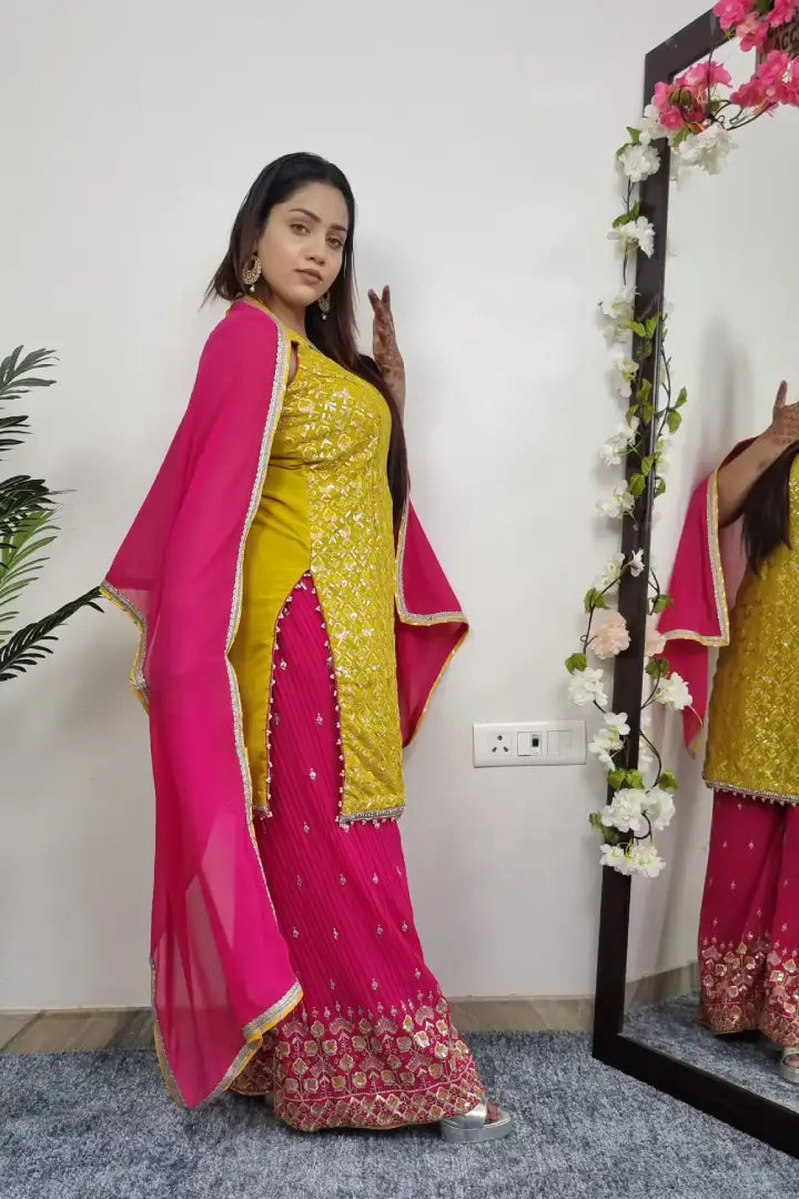 Buy Musterd Yellow Color Art Silk Party Wear Salwar Suit | keerramnx
