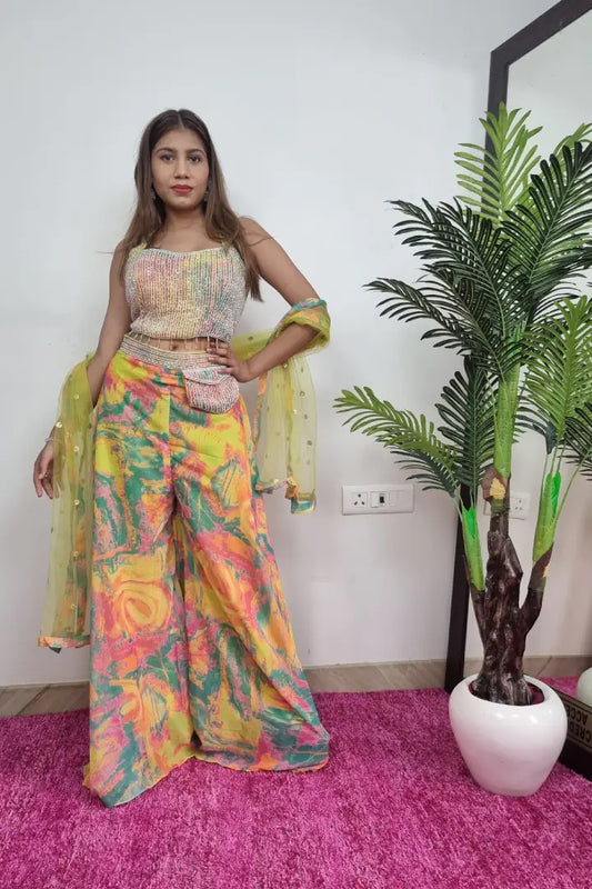 Plazo dress with short top hot sale