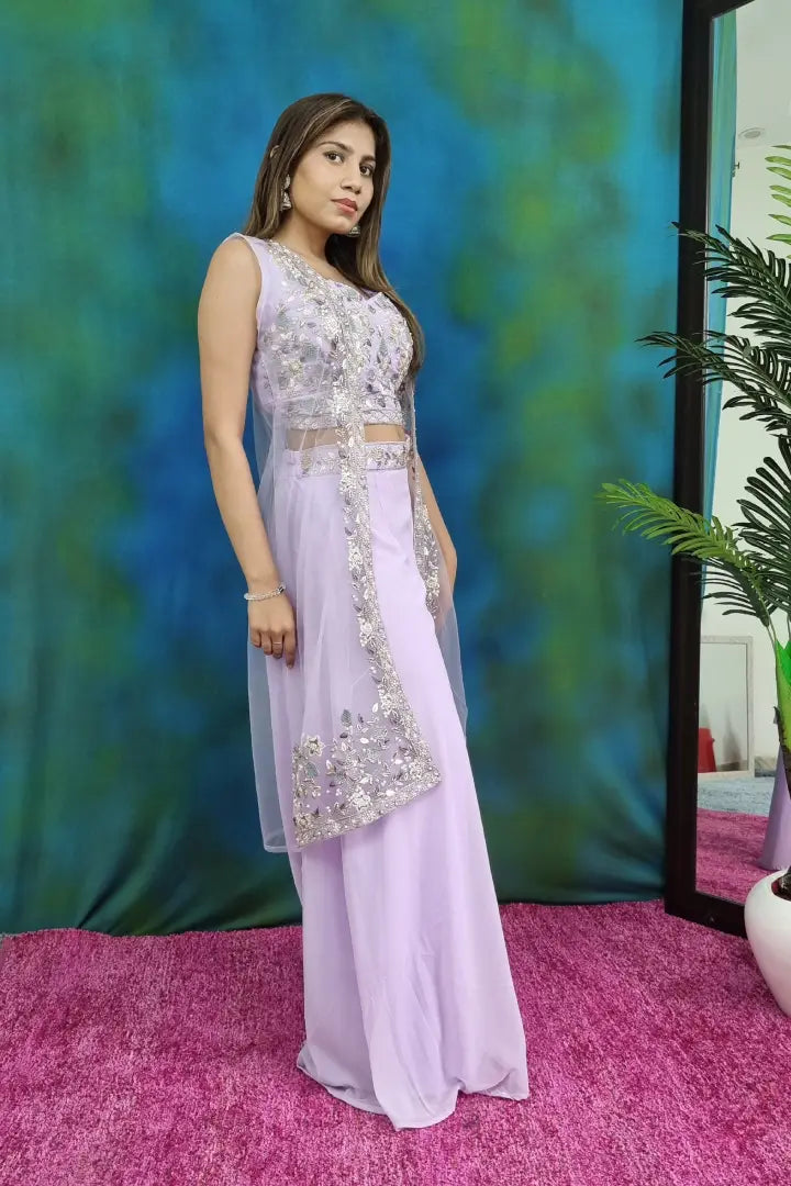 crop top and plazo with shrug | Indian dresses traditional, Crop top  outfits indian, Indian fashion dresses