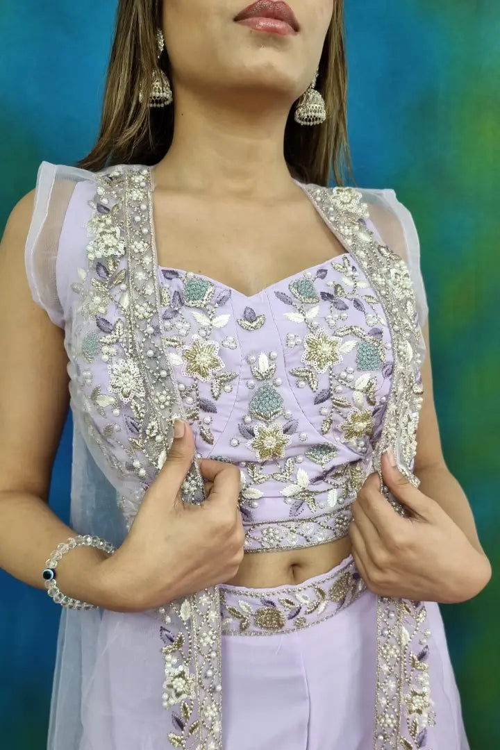 New Crop Top With Palazzo And Shrug Set For Wedding In 2022