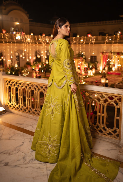 Designer Indo Western Lehenga with Embroidered Shirt and Dupatta