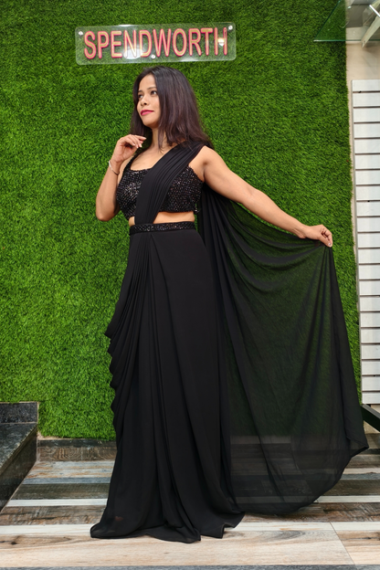 Ready to Wear Drape Dress in Black