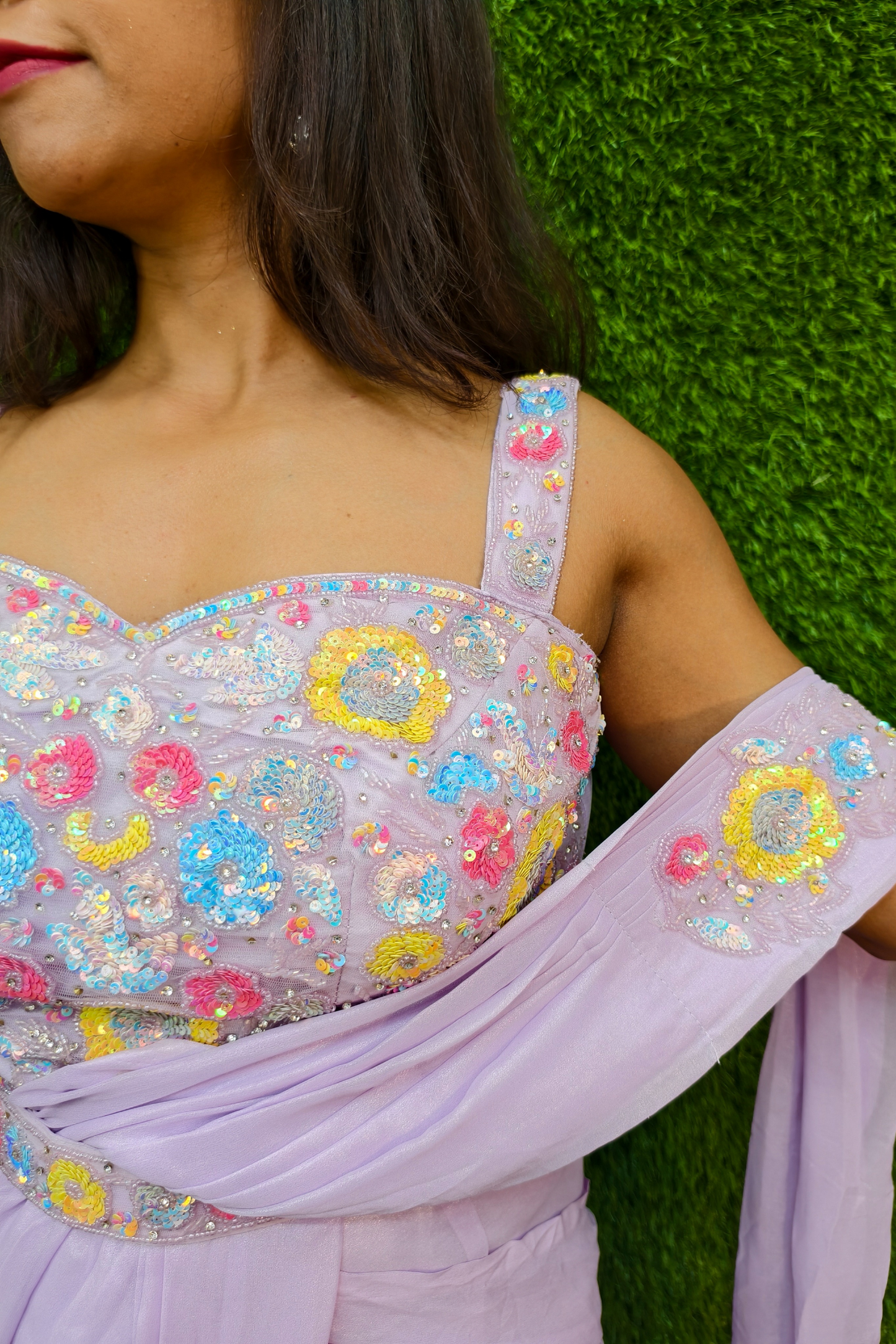 Ready to Wear Drape Saree in lilac colour